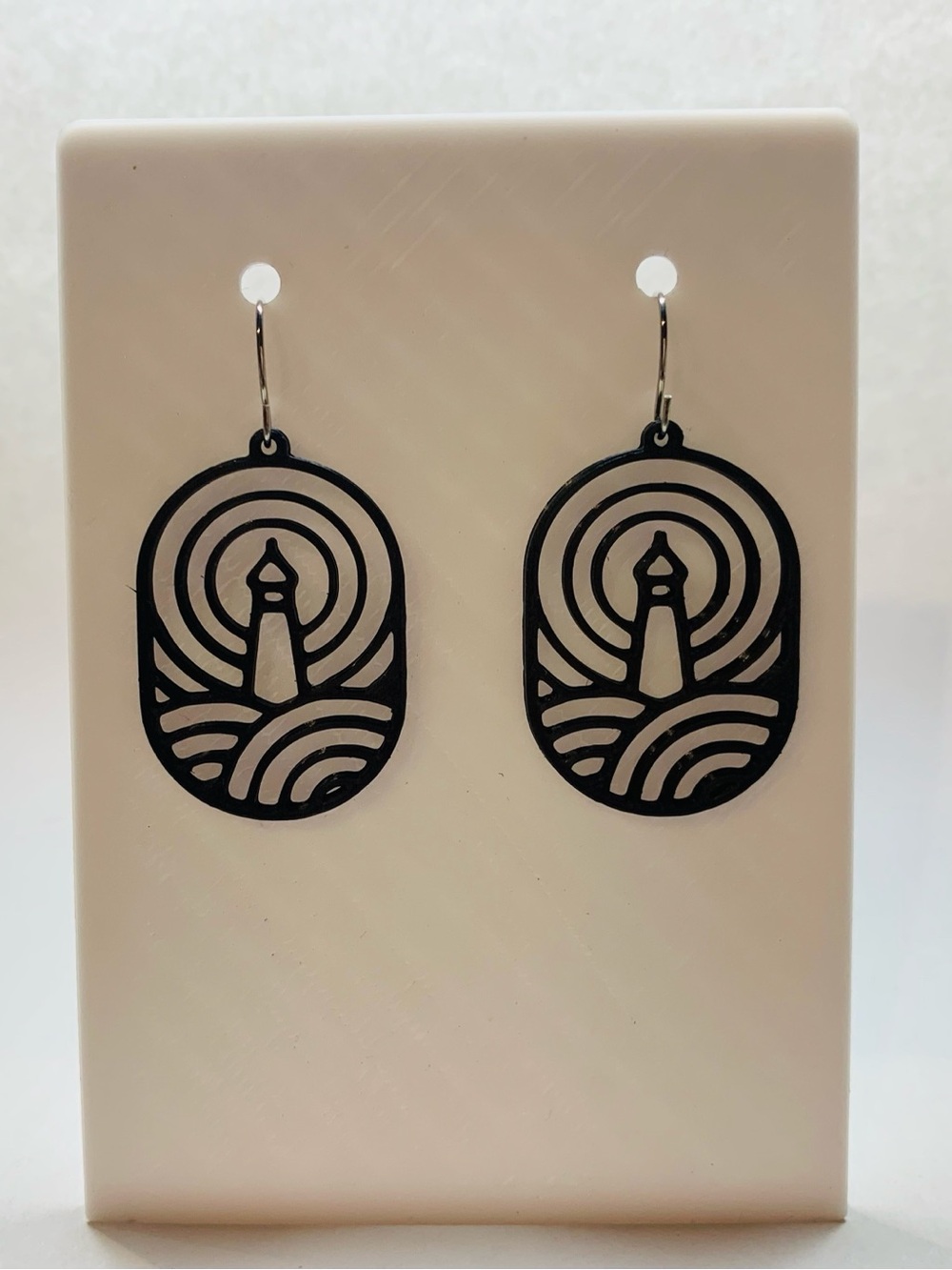 Lighthouse Cutout Dangle Earrings - Black